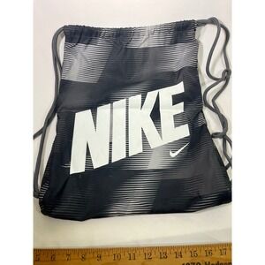 Nike Drawstring Bag Graphic Print Gym Sport‎ Travel Unisex Black Gray White